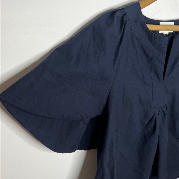 Pomander Place Tuckernuck Finley Flutter Sleeve Navy Blue Blouse Top - Picture 7 of 15